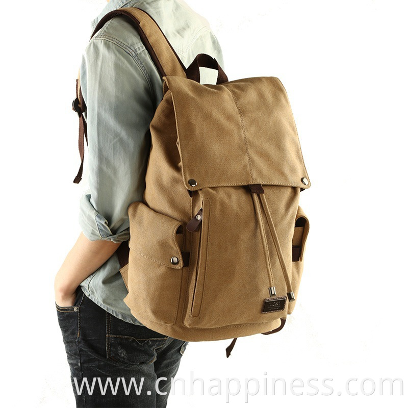 Large leisure outdoor business hiking bags backpacks carry on travel computer vintage canvas backpack